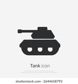 Military tank icon silhouette.Vector logo of a tank. Illustration side view isolated on white background.