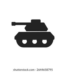 Military tank icon silhouette.Vector logo of a tank. Illustration side view isolated on white background.