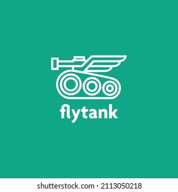 Military tank logo design isolated on green background