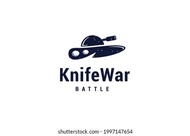 Military tank logo design with knife design illustration