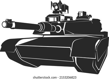 A Military Tank With A Muzzle. Military Equipment. Vector Image Isolated On A White Background.