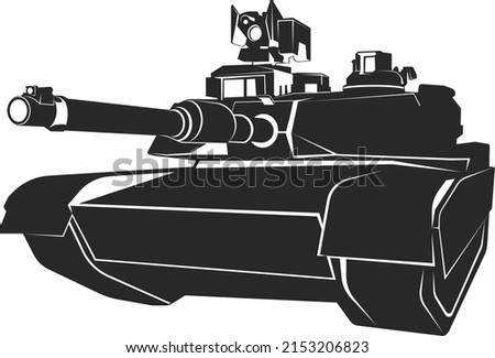 A military tank with a muzzle. Military equipment. Vector image isolated on a white background.