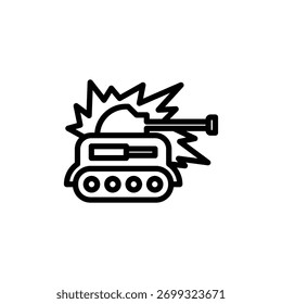 Un tanque militar mostrado durante una explosión, simbolizando la guerra, el conflicto, la destrucción y la acción en el campo de batalla. Perfecto para temas de seguridad, discusiones de defensa, ilustraciones históricas de guerra y estrategia