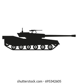 Military Tank Sign Illustration. Vector. Black Icon On White Background.