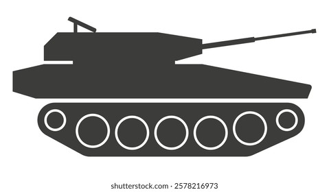 Military tank simple silhouette. Flat vector illustration isolated on white background.