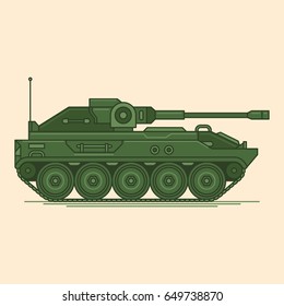 Military Tank Vector Line Illustration