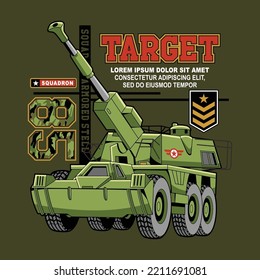 Military tank war vehicle illustration