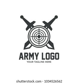 Military target and shield theme logo design