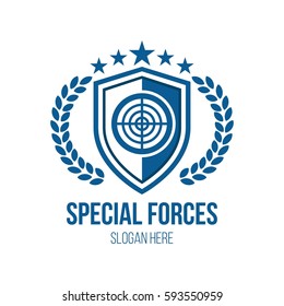 Military target and shield theme logo design