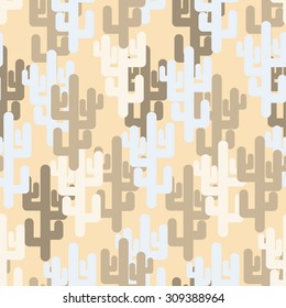 Military texture of cactus. Camouflage army "desert" of silhouettes of plants. Vector seamless pattern.