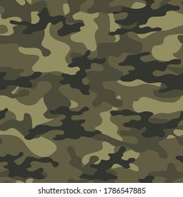Military texture camo seamless pattern khaki background for printing. Forest design. Vector