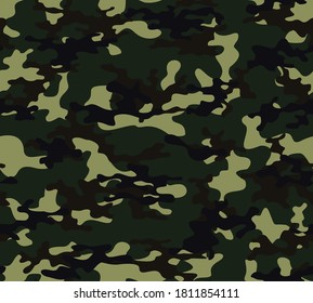 
Material de textura militar camo patrón sin fisuras de fondo vectorial diseño de ejército adorno verde