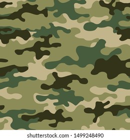 Military texture camouflage seamless pattern. Print on fabric. Hunter ornament.