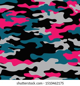 Military texture camouflage seamless pattern. Fashion. Print on fabric on paper. Vector