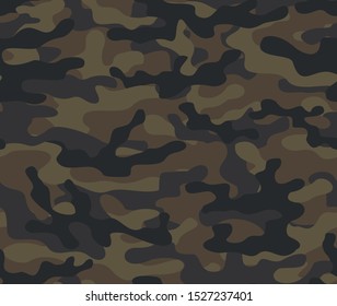 Military texture camouflage seamless pattern. Print on fabric on paper. Vector