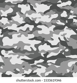 
Military texture camouflage seamless pattern. Army ornament from grey spots. Abstraction. Print