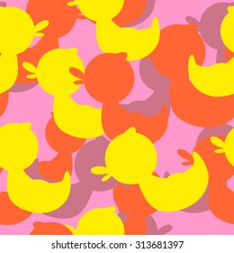 Military texture rubber ducks. Vector background camouflage