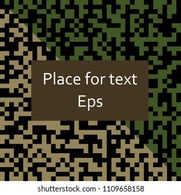 Military texture with space for text. Camouflage banner. Hunter's background. Fatherland defender day. Vector illustration.