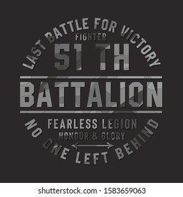 Military theme badge with camouflage effect for t shirt graphics