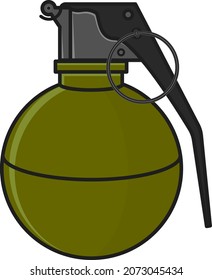 Icono de granada de mano de tema militar sobre fondo blanco