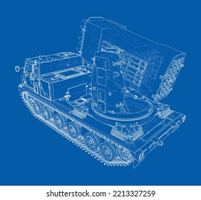 Sistema militar de pistas de aterrizaje. Representación vectorial de 3d. Estilo de marco de cables. Las capas de líneas visibles e invisibles están separadas