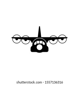 Military transport aircraft icon vector on white background