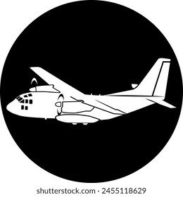 Military transport airplane vector design for laser engraving