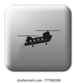 Military transport helicopter flat vector icon.