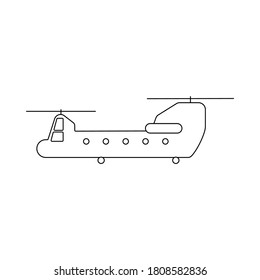 Military transport helicopter, line art vector, illustration vector, flat icon design