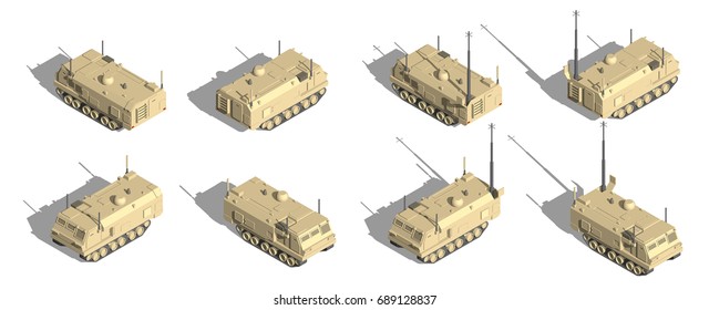 Military Transportation isometric vector. command and control vehicle.