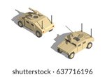 Military Transportation isometric vector. light utility vehicle with anti tank turret.