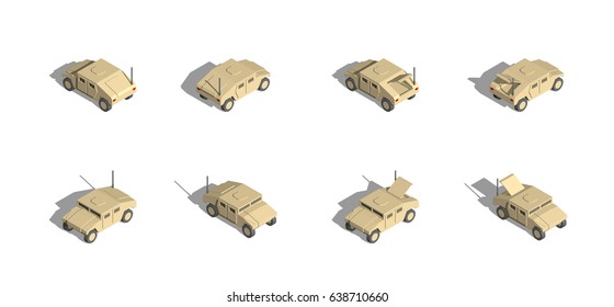 Military Transportation Isometric Vector. Light Utility Vehicle.