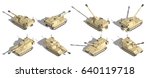Military Transportation isometric vector. self propelled howitzer vehicle.