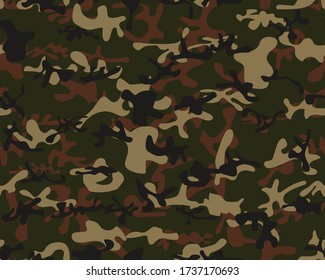 Military Tree Brush. Dirty Hunter Pattern. Beige Camo Paint. Repeat Green Texture. Digital Urban Camouflage Seamless Paint. Fabric Woodland Background. Camo Khaki Grunge. Abstract Vector Camoflage.