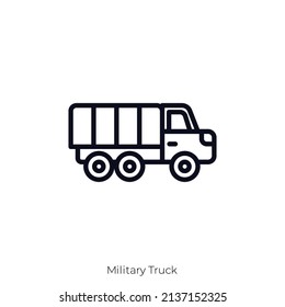 Military Truck Icon. Outline Style Icon Design Isolated On White Background