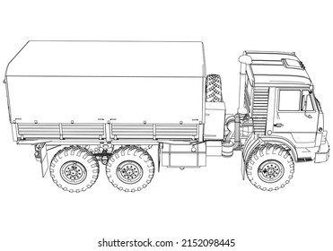 Military truck isolated on white background. Vector Military machine. Military vehicle logotype.