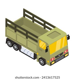 Military truck isometric trendy design vector
