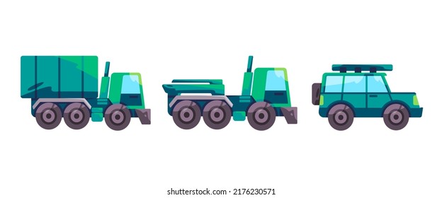 Military Truck Trasportation Logistics Delivery Transportation Car In Green Illustration