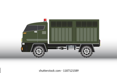 Military truck vector and illustration on white background