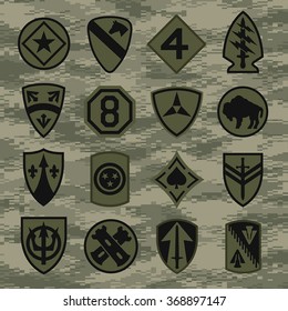 Military Unit Patch Insignia Set Green