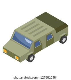 Military van, isometric icon.