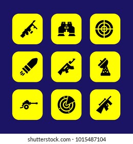 Military vector icon set. gun, aim, bullet and sniper