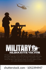 Military vector illustration, Army background, soldiers silhouettes, Artillery silhouettes vector, Cavalry silhouettes vector, Airborne vector.