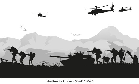 Military Vector Illustration Army Background Soldiers Stock Vector ...