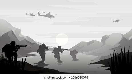 Military Vector Illustration Army Background Soldiers Stock Vector ...