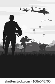 Military Vector Illustration Army Background Soldiers Stock Vector ...