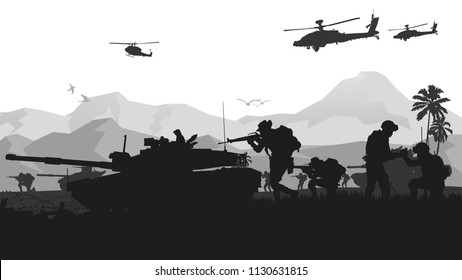 Military Vector Illustration Army Background Soldiers Stock Vector ...