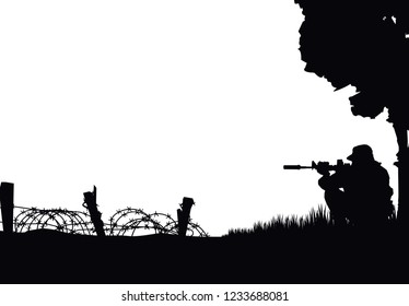 Military vector illustration, Army background, soldiers silhouettes.
