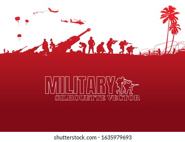 Military vector illustration, Army background, soldiers silhouettes,Happy veterans day.