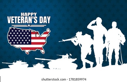 Military vector illustration, Army background, soldiers silhouettes, Happy veterans day .